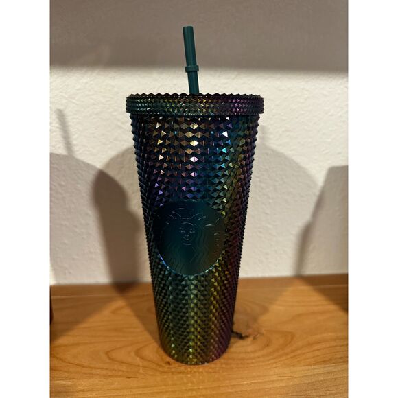 Starbucks 2021 China Green Glitter Studded Tumbler 24 OZ NWT - Picture 2 of 6